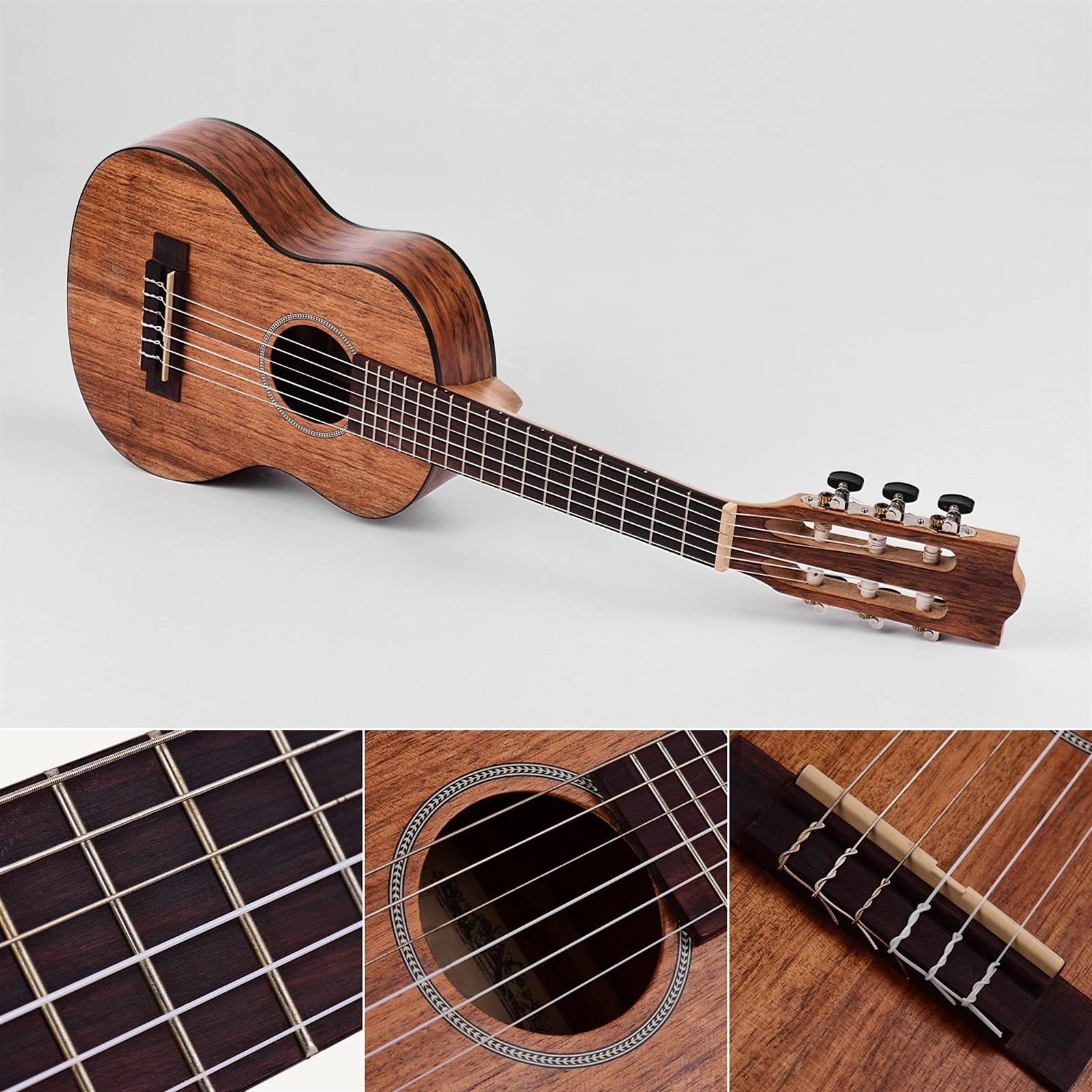 Ukulele koncertowe Początkujący Ukulele 21/23 cal 15 Frets Mahogany Sopran Ukulele Zestaw Gitara Sapele Teckwood 4 Struny Hawaiian Guitar Instrumenty muzyczne (Color : 23 inches)