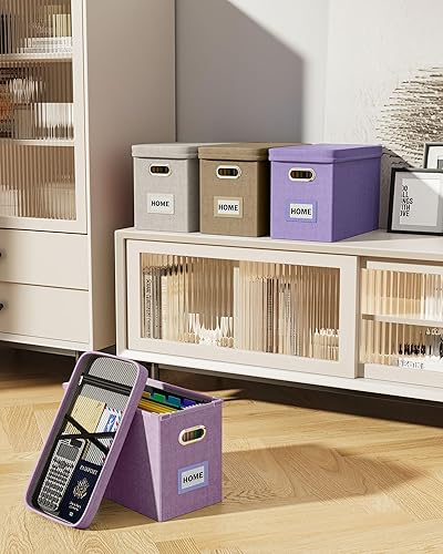 Miniatura 7 de Oterri Caja organizadora de archivos con tapa, caja de archivos colgante con bolsillo de malla, caja organizadora de documentos para archivos de