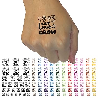 Let Love Grow Sweet Flowers Temporary Tattoo Water Resistant Fake Body Art Set Collection - Brown (One Sheet)