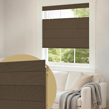 Top Down Bottom Up Cordless Roman Shades,Blackout Roman Blinds for Living Room,Bedroom,Office etc,No Fary,Protect Privacy,Thermal Insulation,Brown,24" W x 56" H