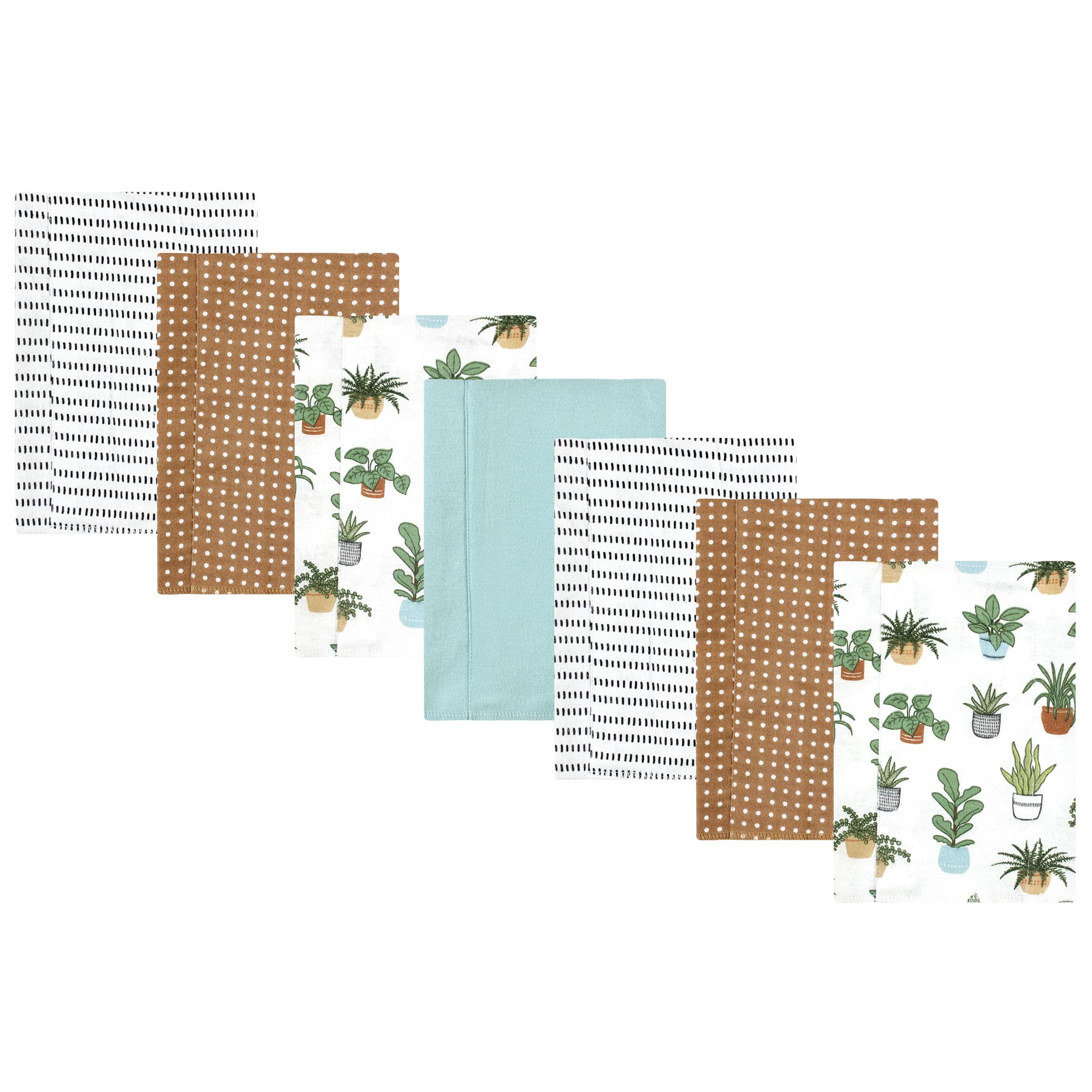 Hudson Baby Unisex Baby Cotton Flannel Burp Cloths, Plants 7 Pack, One Size