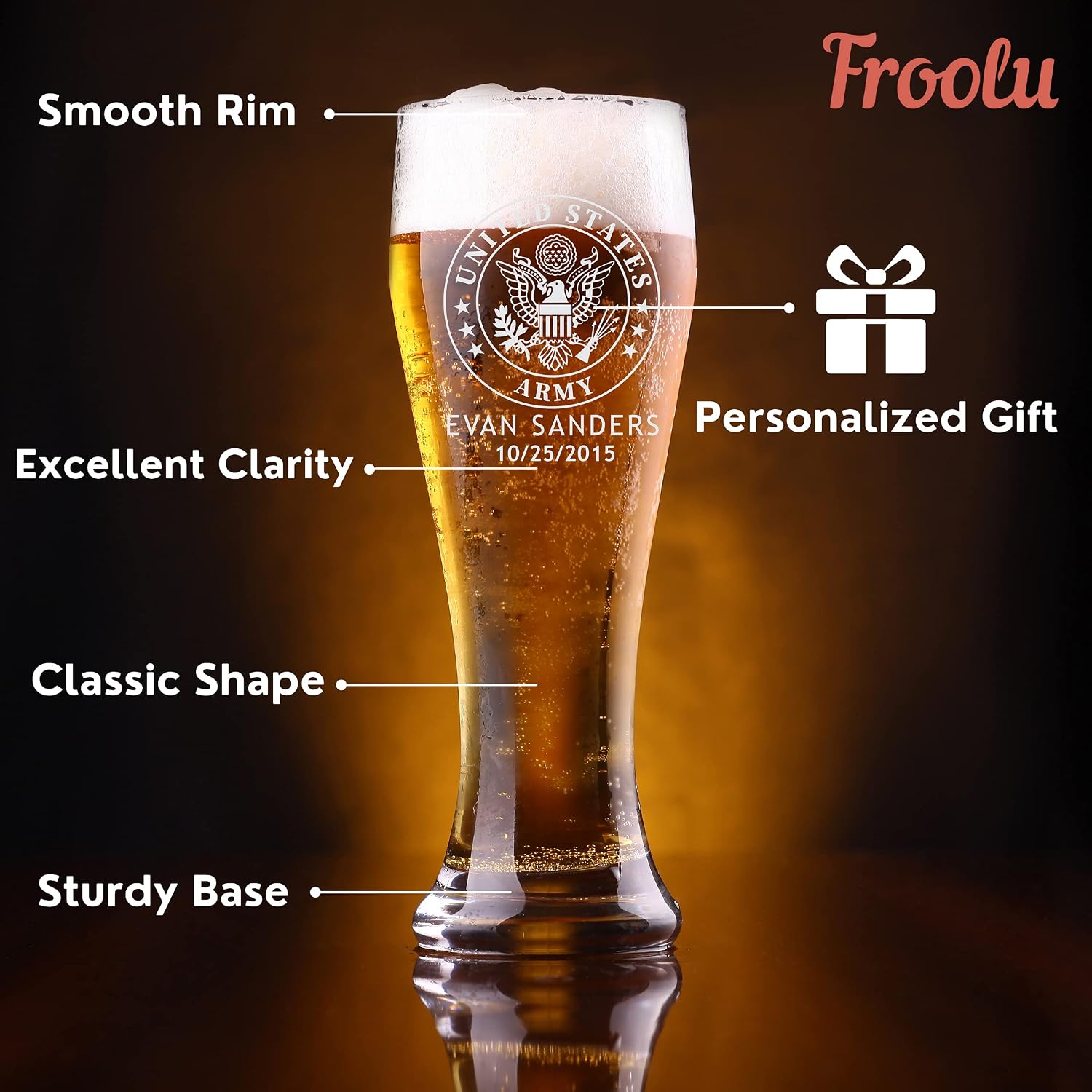 Personalized Military Sets - Custom Engraved Decanter & 4 Scotch Glasses - Army, Navy, Air Force, Coast Guard - Active Duty & Veterans (Scotch Glass Set)