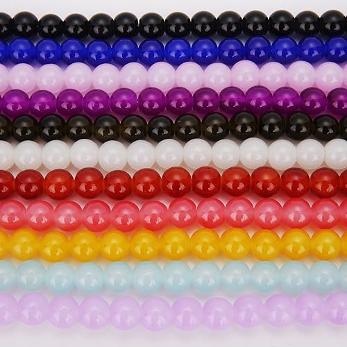 Miniatura 6 de RUBYCA 1 hebra 0.315 in jade imitación ronda pintado cuentas de vidrio recubiertas para la fabricación de joyas DIY negro