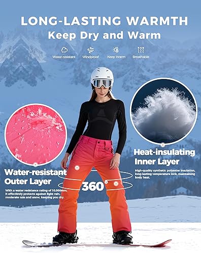 Miniatura 3 de Wantdo Pantalones de esquí impermeables con aislamiento de montaña para mujer, pantalones cargo para invierno y exteriores