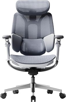 HBADA E3 Pro 2026 Office Chair Ergonomic Mesh Chair 3-Zone Dynamic Lumbar Support 4D Headrest 720 Armrest Max 140 Reclining Grey