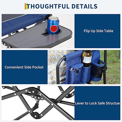 Miniatura 4 de GarveeLife Silla de campamento de directores de gran tamaño, silla de campamento portátil para adultos, silla plegable de aluminio ligera con mesa