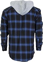 Vista 4 de Gioberti - Camisa de franela a cuadros para hombre, con capucha extraíble y botones