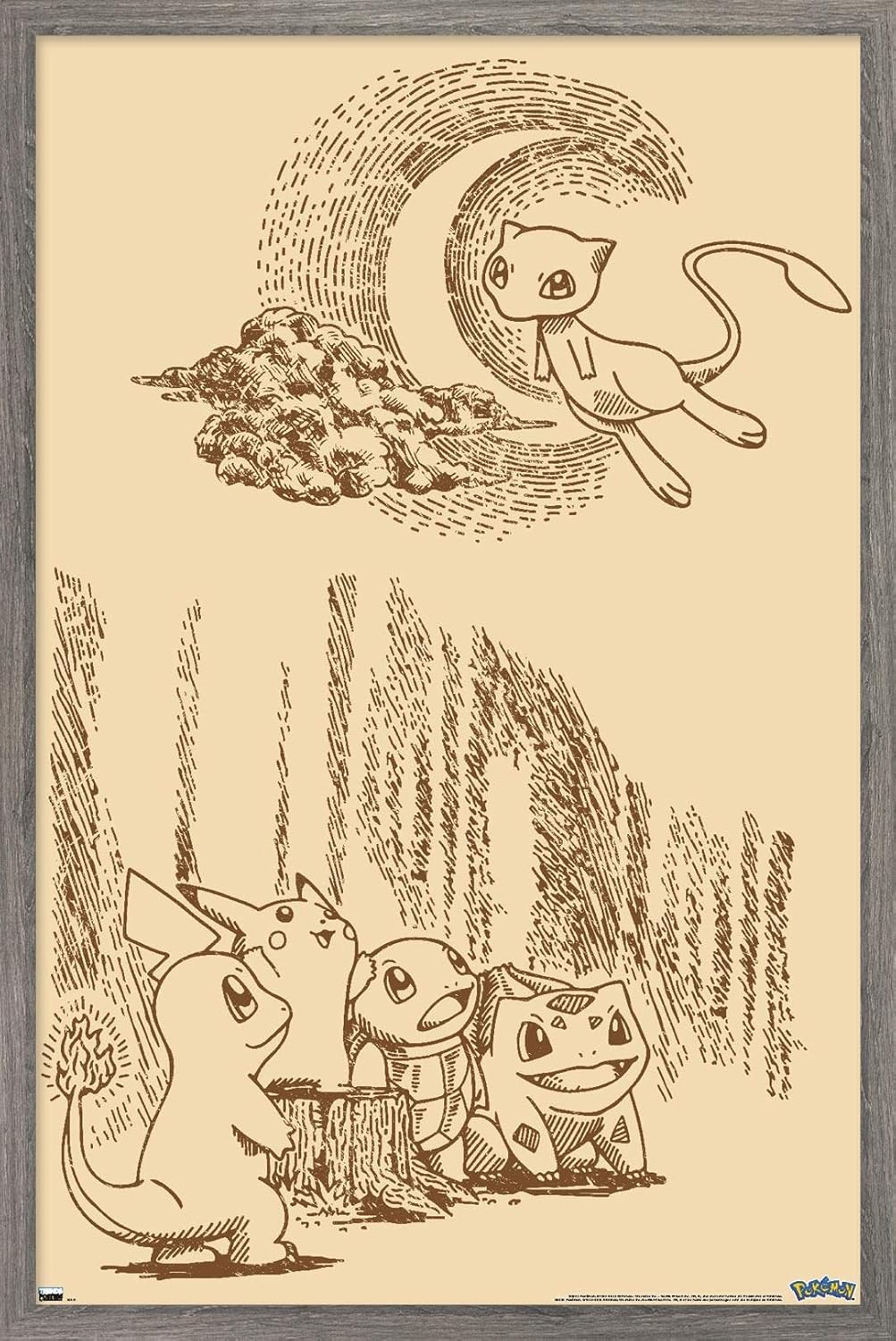 Pokémon - Sepia Scene Wall Poster, 34L" x 22.4W", Premium Unframed Version