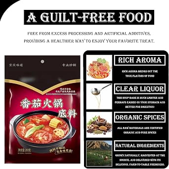 Authentic Chinese Hot Pot Soup Base Seasoning, Sichuan Hotpot Broth Sauce Tomato-flavored Soup Base for Chinese Fondue Noodles Ramen and Cooking