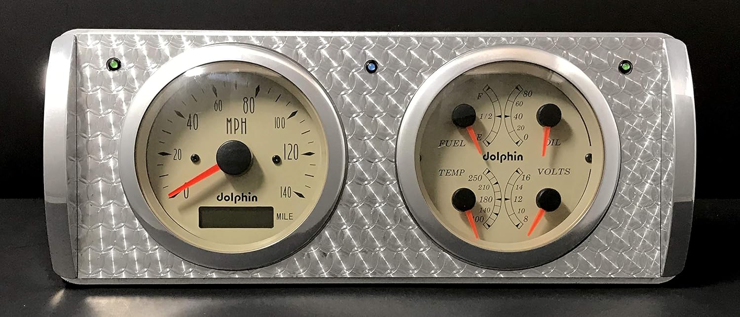 Compatible with 1940 Ford Car - 2 Gauge Dash Panel GPS - Engine Turned - 3 3/8 Tan