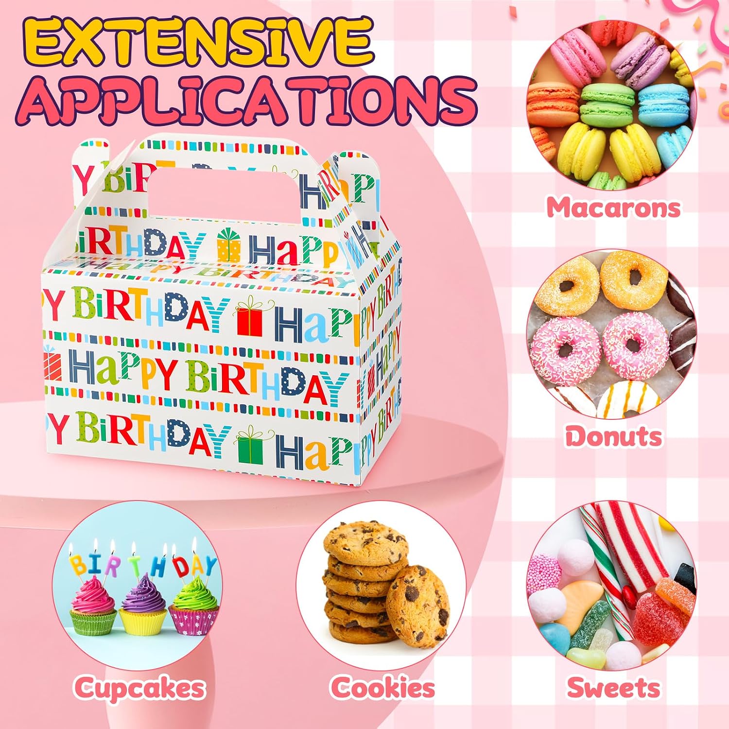 Zhanmai 36 Pack Happy Birthday Party Treat Boxes 6 in Party Favor Gift Box
