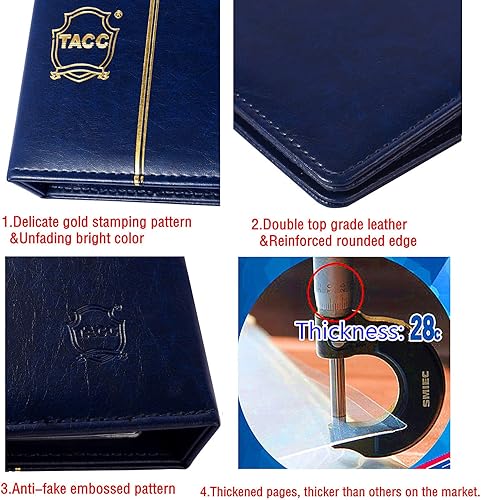 Miniatura 6 de Ettonsun Álbum de cuero con 120 bolsillos para coleccionar monedas, 24 bolsillos, para colección de monedas, libro de almacenamiento grande para