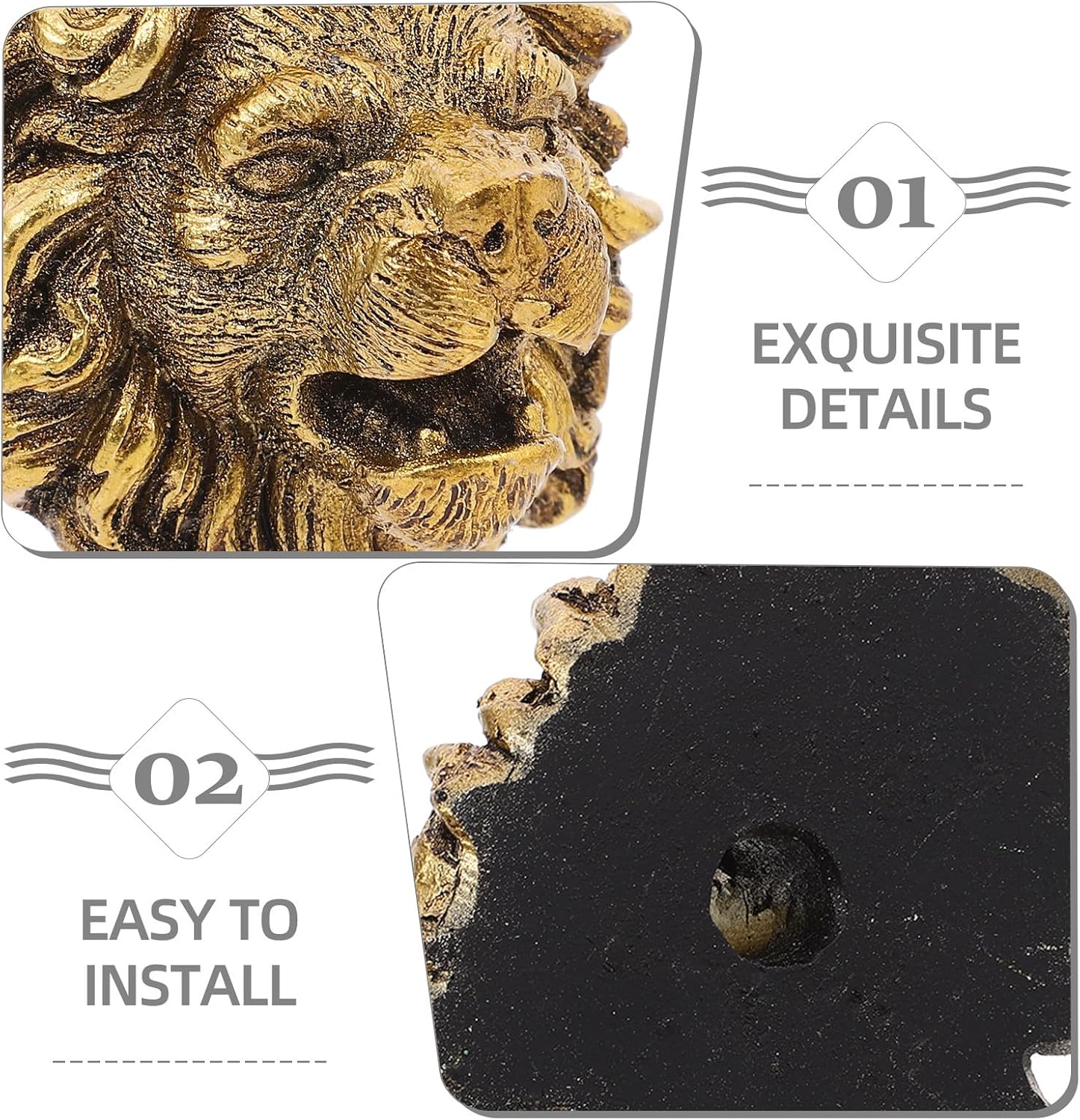 2pcs Lion Head Water Spitter - Sturdy Wall Fountain Nozzle for Garden Pool Pond Sprayer - Decorative Resin Sprayer for Outdoor Water Feature