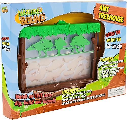 Nature Bound Toys Ant Treehouse Habitat Kit con arena, tubo conector, palo de alimentación e instrucciones para insectos