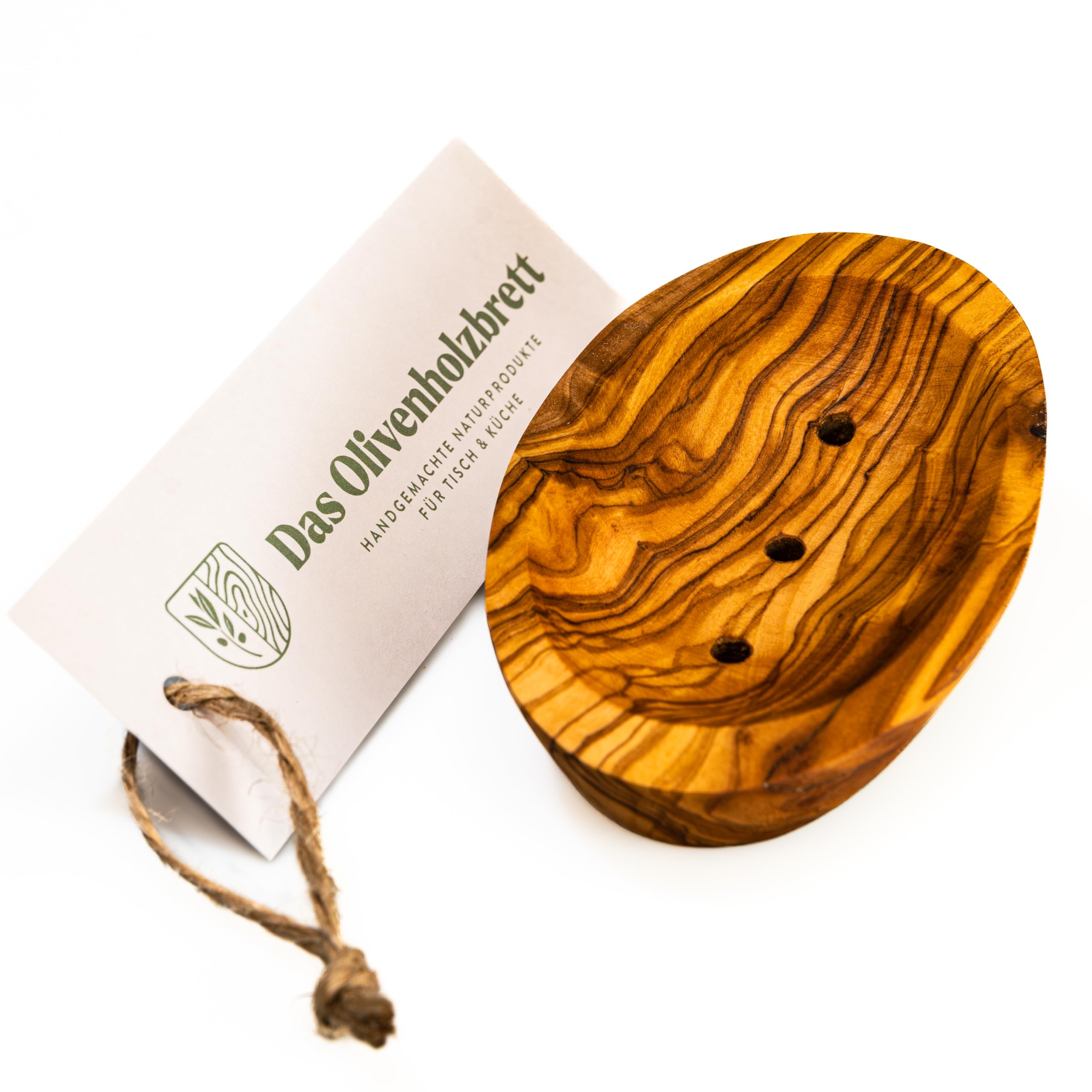 Das Olivenholzbrett Brown Olive Wood Soap Dish, Oval 11.5 Cm, Handmade, Natural,