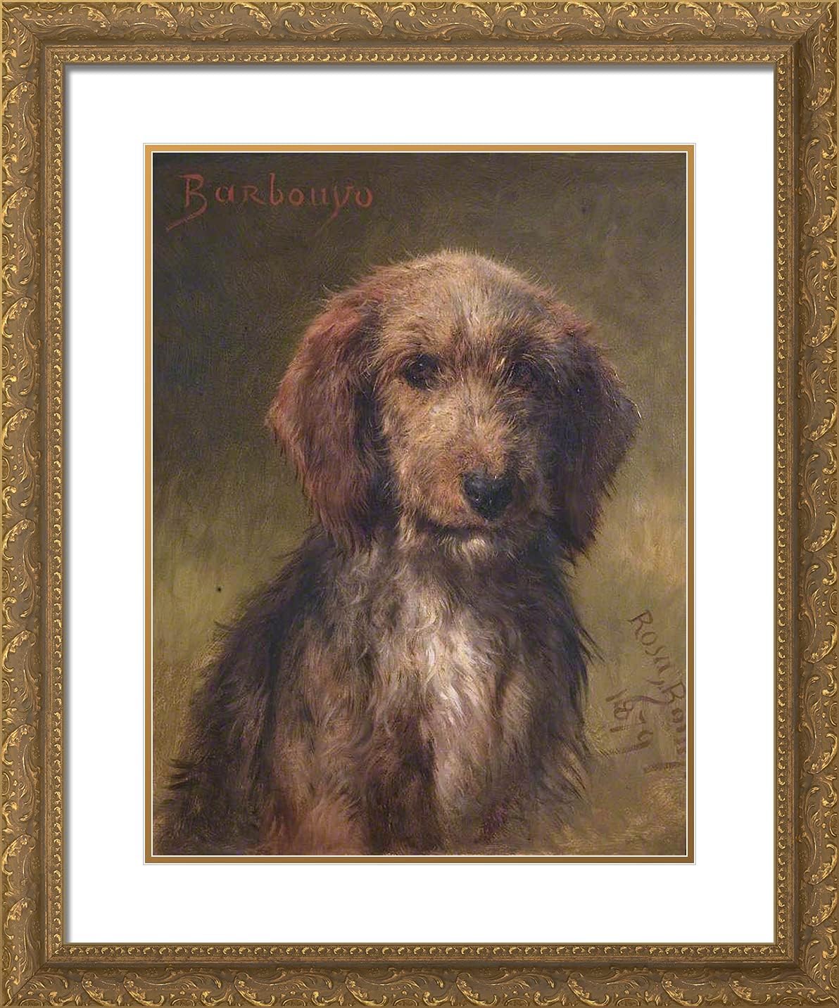 ArtDirect Bonheur Rosa 20x24 Gold Ornate Framed Art Print with Double Matting Titled: Barbouyo