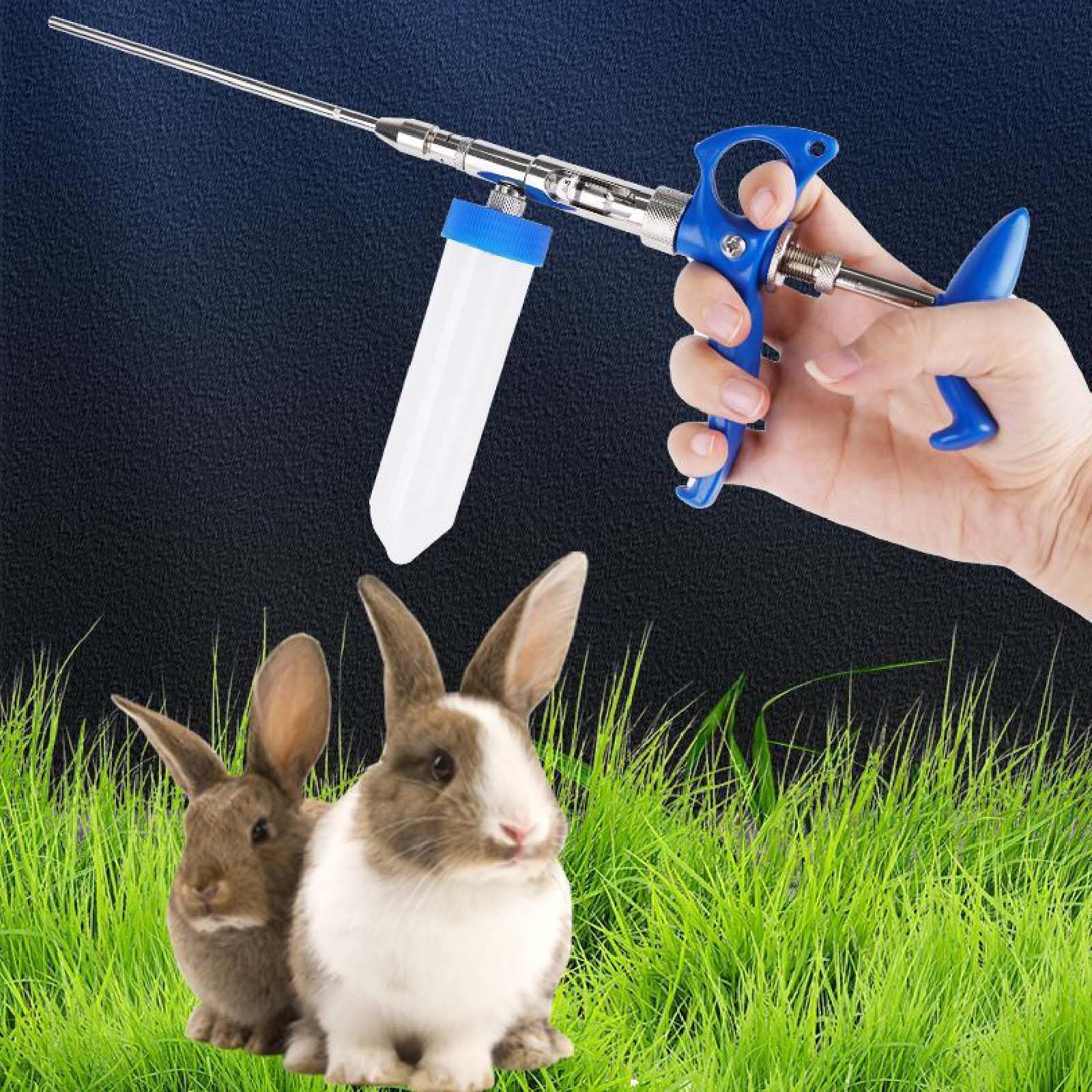 Pistola per inseminazione artificiale per conigli, iniezione continua rapida e precisa, acciaio inossidabile, regolabile da 0,1 a 2 ml Attrezzatura per l'allevamento di conigli da carne e conigli Rex