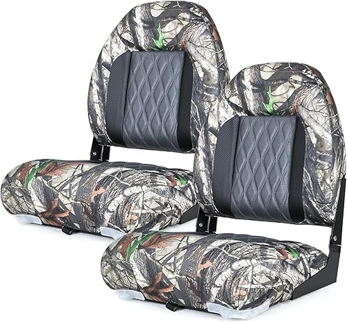 Asiento plegable para barco con respaldo alto de camuflaje, asientos de barco de pesca, tornillos de acero inoxidable incluidos