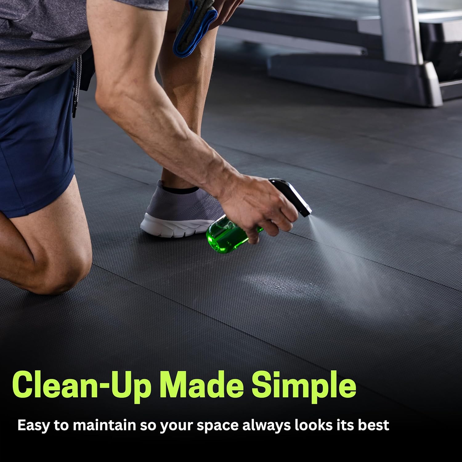 Baselayer Balance Series Interlocking Floor Tiles - Durable ½ in TPE (Rubber Like, NOT Foam, no Odor) - Gym Flooring for Cardio Equipment & Gymnastics - Black, 15 SqFt (6 Pack) - Made in USA