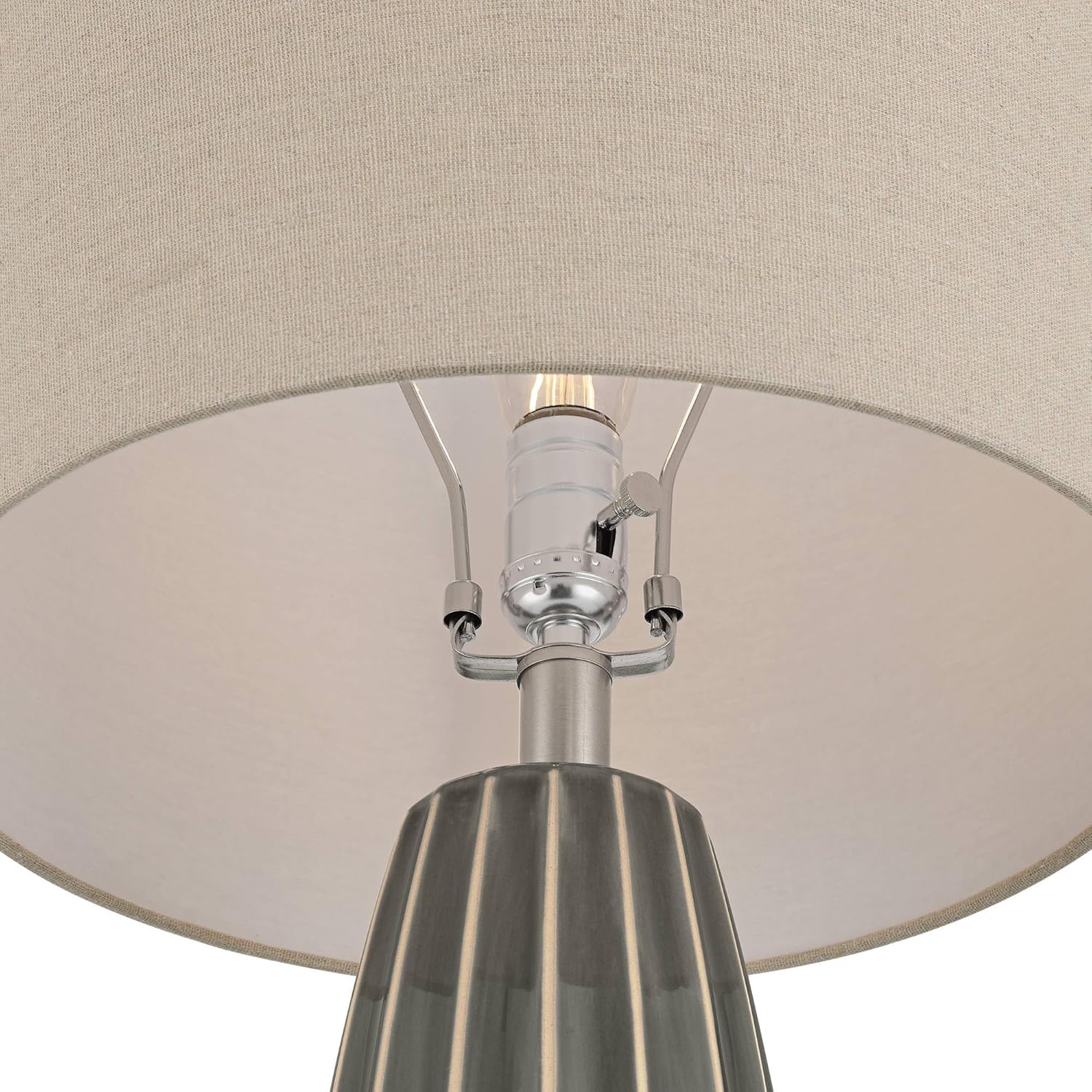 360 Lighting Olsen 26 1/2" High Charcoal Gray Stripe Ceramic Table Lamp Set of 2