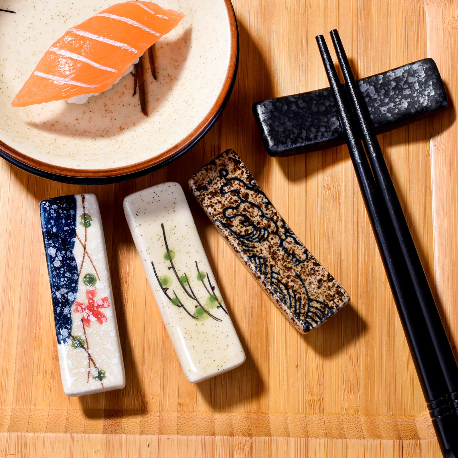 Amazon.com: Japanese Style 4 Pcs Ceramic Chopstick Stand Rest