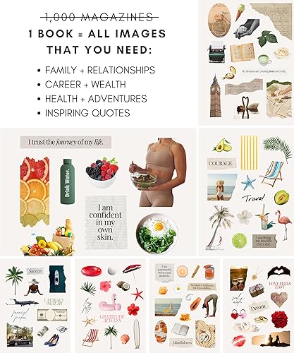 Miniatura 11 de Lamare Vision Board Book – Más de 1000 imágenes de tablero de visión estética y citas motivacionales, suministros de tablero de visión, kit de Nuevo