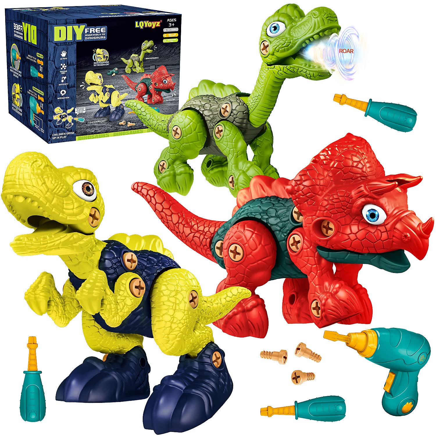 Dinosaur Toys for Kids 3-5, 5-7 - Large Size Take Apart Dinosaur Christmas Toys Gifts for Ages 3 4 5 6 7 Year Old Boys Girls, Toddler Educational Building Toys with Sounds DIY Assembly Boy Toys