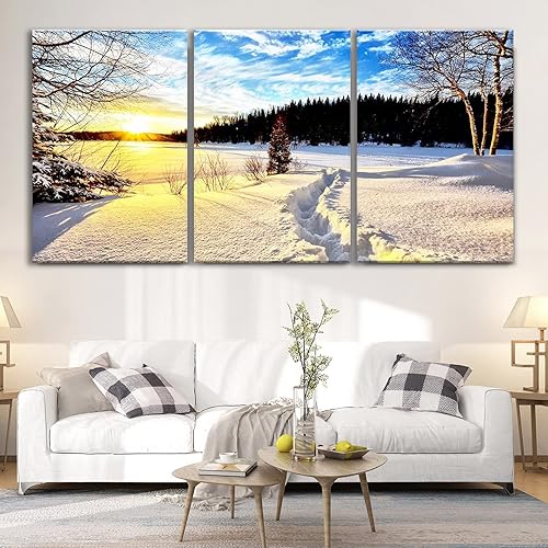 Miniatura 8 de Looife Lienzo decorativo para pared para decoración del hogar, puesta de sol, pintura de pared, lienzo con cascada, imagen impresa en lienzo, 3