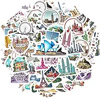 70 peças adesivos de arquitetura de arquitetura de marcos de brinquedo, decalques de graffiti intrincados para telefone faça você mesmo, laptop, scrapbook, bicicleta, notebook, bagagem, copo de