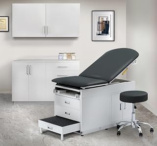 Vivacomfort Medical Exam Room Furniture Package, Includes Exam Table, Base Cabinet, Wall Cabinet, Exam Stool