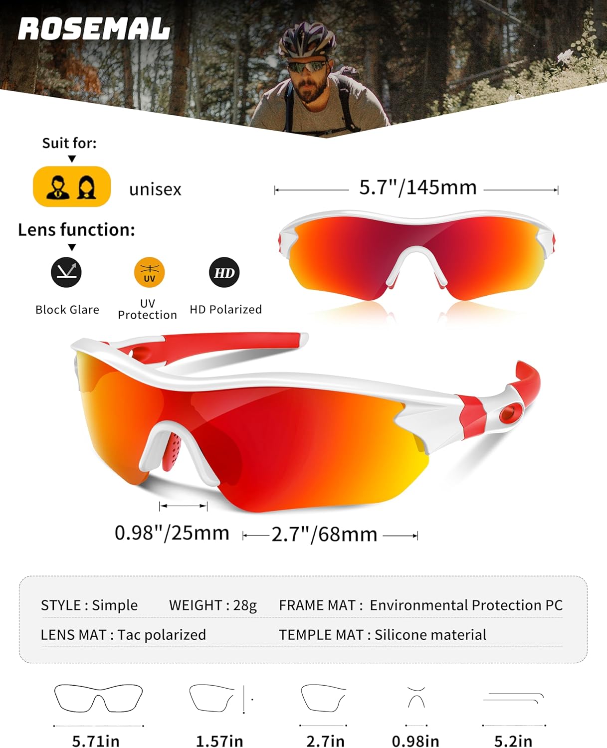 Polarized Sports Sunglasses for Men Women Youth Baseball Running Fishing Tennis Golf Cycling Driving Motor TAC UV400 TR90 - Image 2