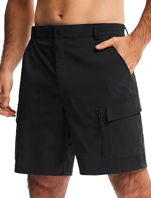 Libin Mens Hiking Cargo Shorts with Zipper Pockets 7 Lightweight Quick Dry Casual Shorts for Men Golf Work