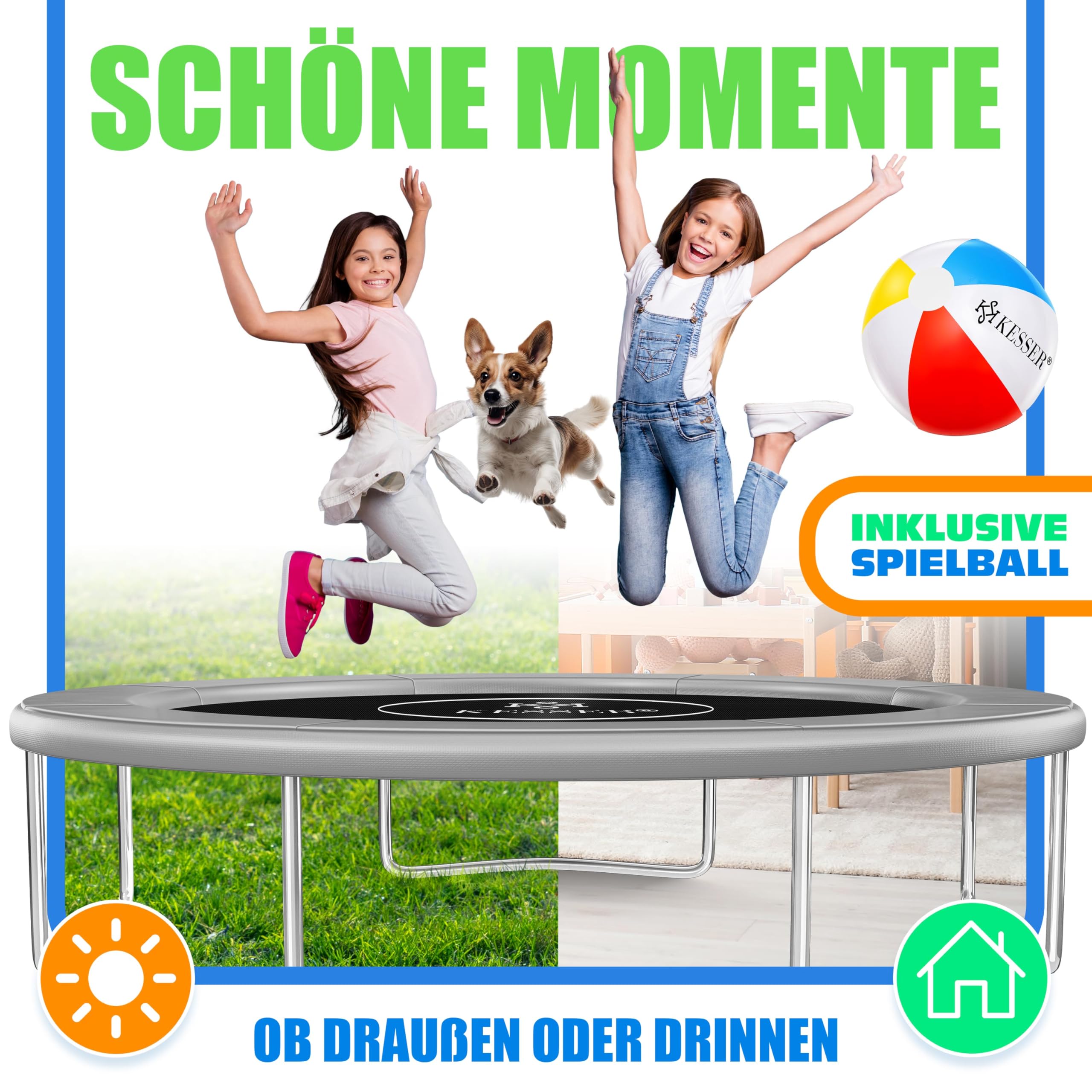 KESSER® Copertura del Bordo del Trampolino Ø 244, 305, 366, 426 cm, 30cm di Larghezza 100% Resistente ai Raggi UV e Resistente agli Strappi