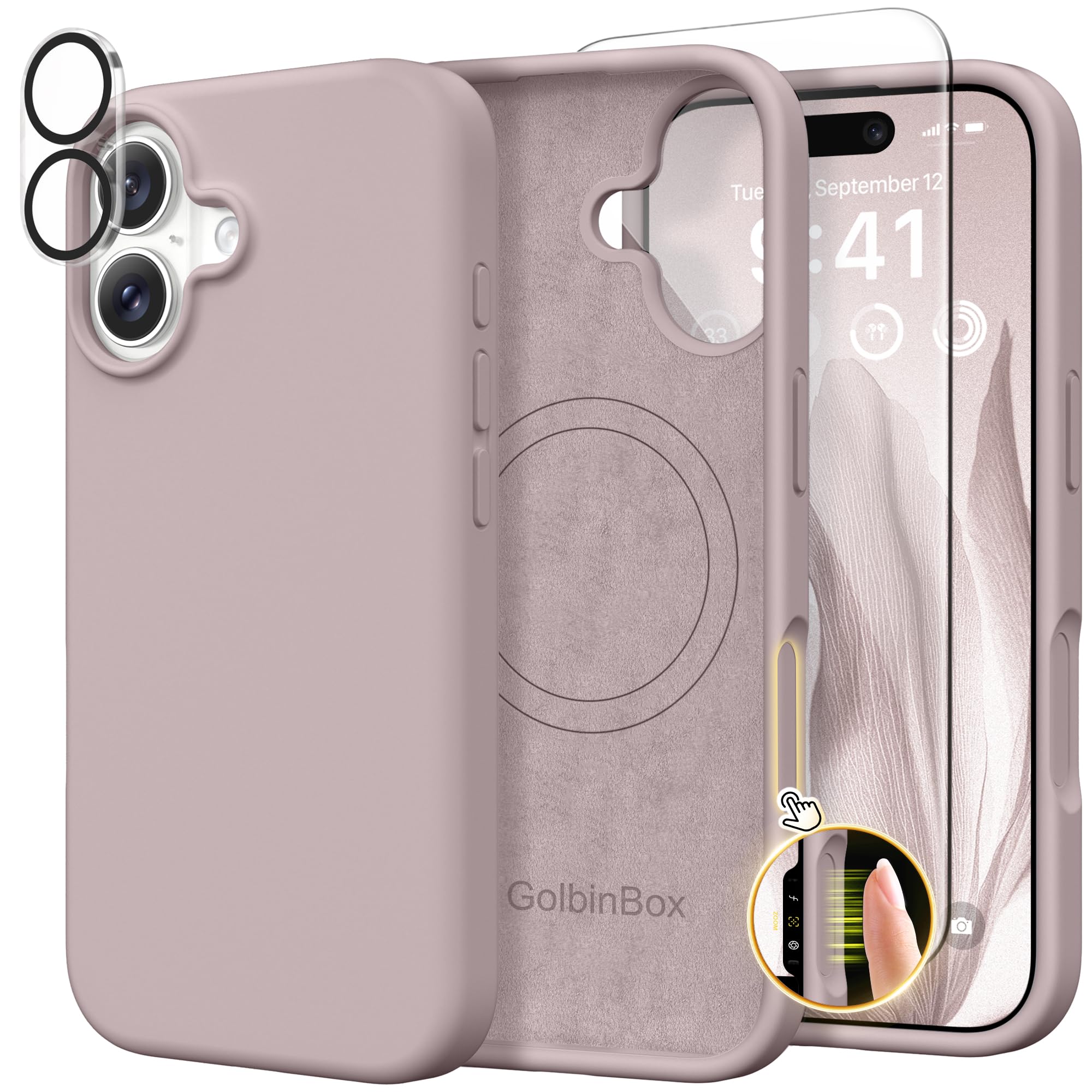 GolbinBox Magnetic for iPhone 17 Case, Silicone Cover, Light Taro