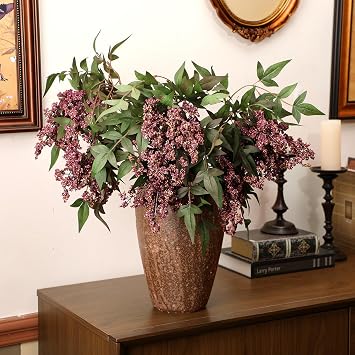 Zeyune 3 Pcs Fall Artificial Dusty Plum Stem Plum Sedum Berry Stem Autumn Faux Berry Picks Branches Faux Spray for Home Halloween Thanksgiving Farmhouse Mantel Harvest DIY Decorations (Gray Purple)