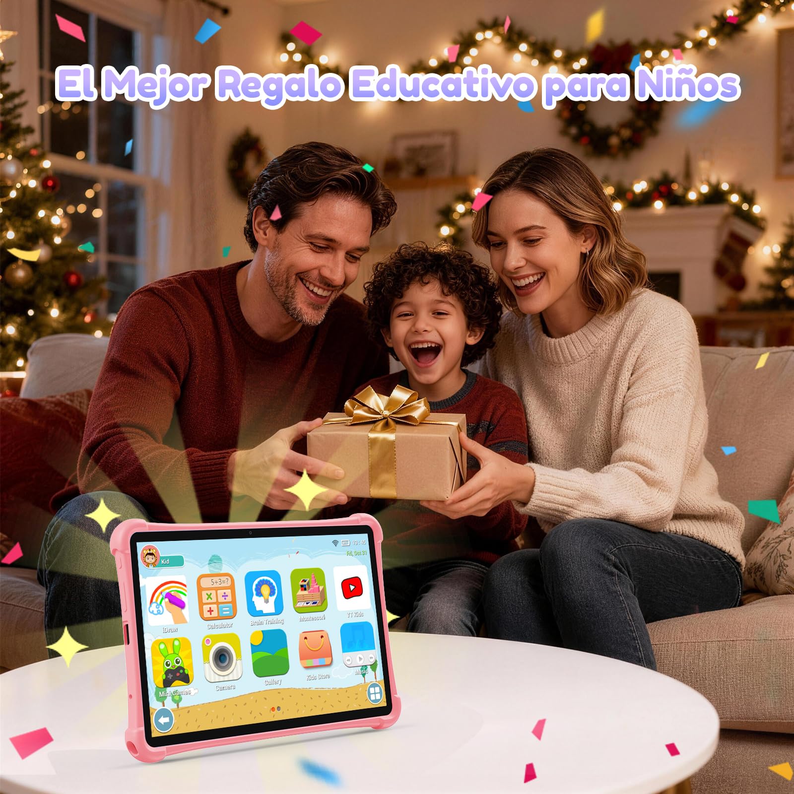 ALLDOCUBE Tablet Niños 10 Pulgadas, Tableta Infantil Android 15, 7 GB+64 GB, Batería 5500mAh, Wi-Fi, BT, GPS, Control Parental, iWAWA Preinstalado, Tableta Educativa para Niños con Funda