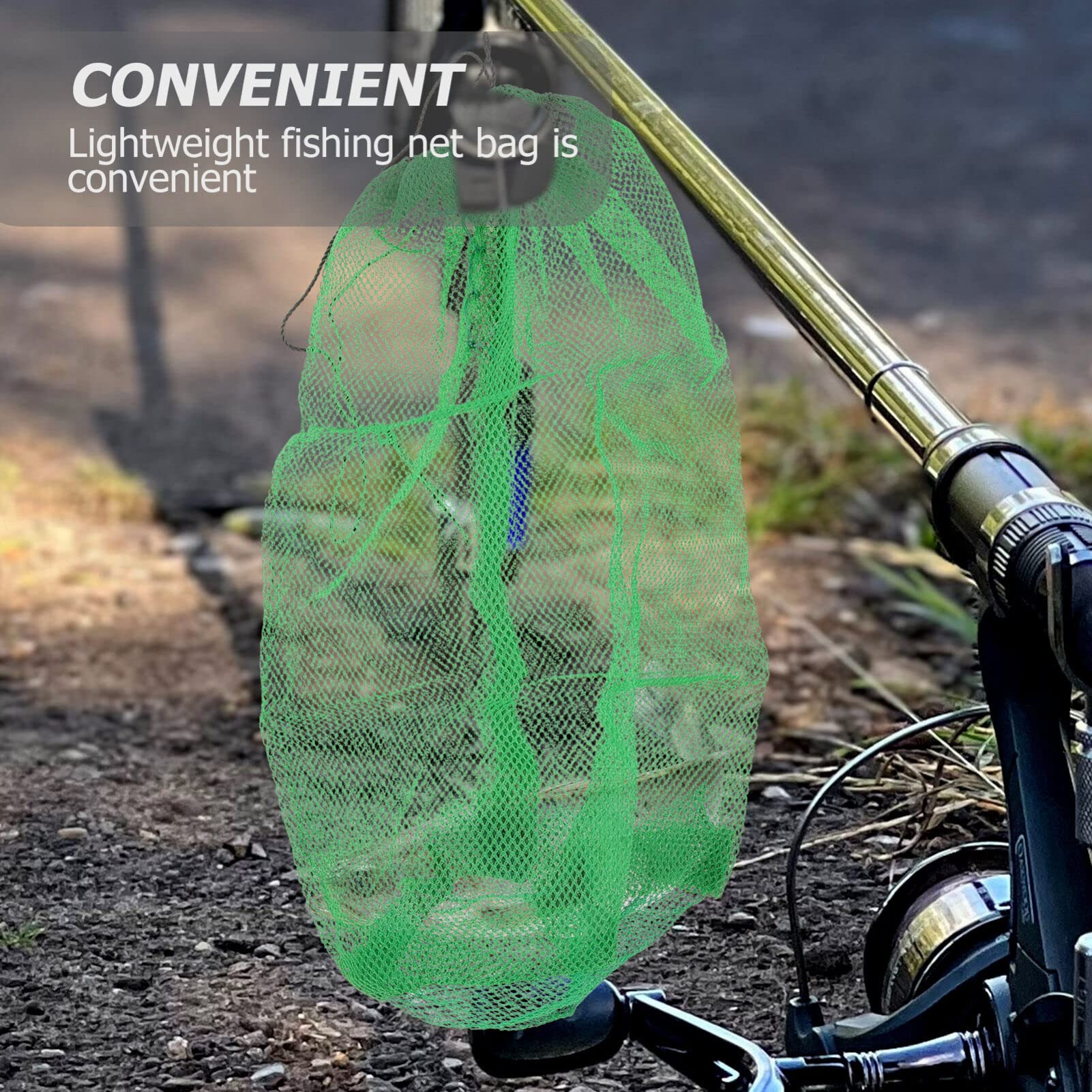 INOOMP 2pcs Fishing Net Bag Foldable Fishing Keep Net Nylon Fish Catching Basket Mesh Fish Fin Snorkel Net Bag Fish Cage Outdoor Fishing Gear