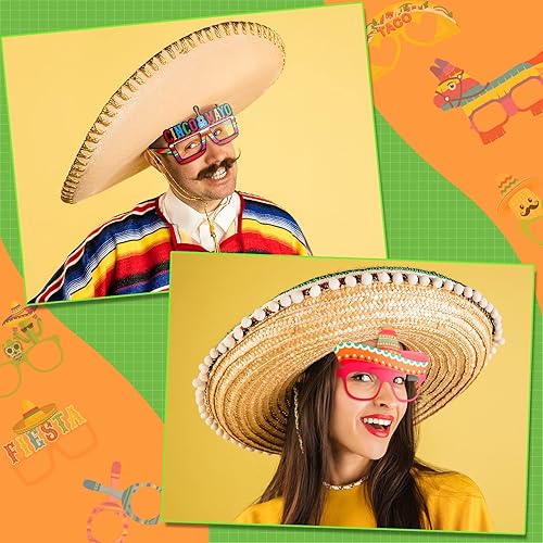 Miniatura 6 de Janinka 18 piezas de suministros para fiesta de fiesta, sombrero, diademas de papel, decoraciones de fiesta mexicana del Cinco de Mayo