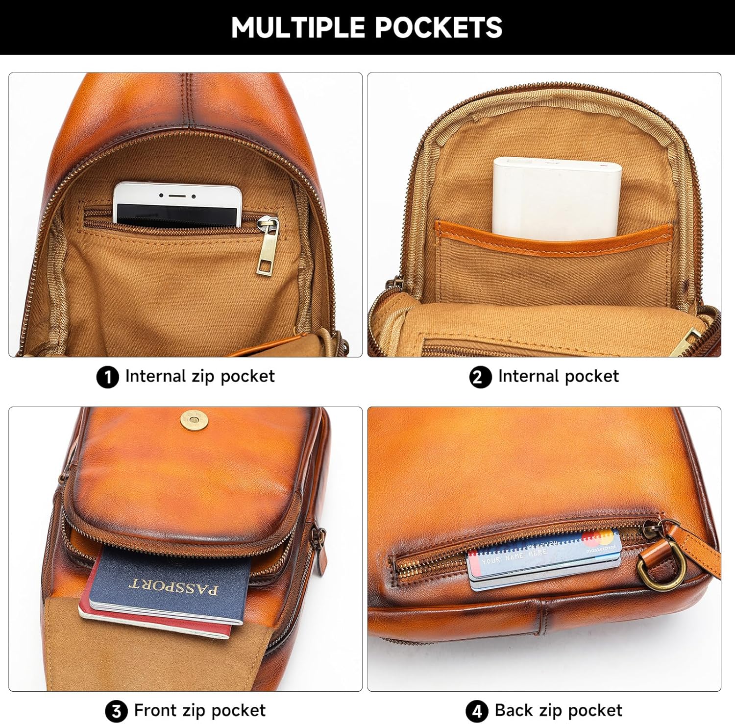 NIUCUNZH Genuine Leather Sling Bag Crocodile Flap Crossbody Purse Cross Shoulder Body Bags for Travel Everyday Carry Brown - Image 5