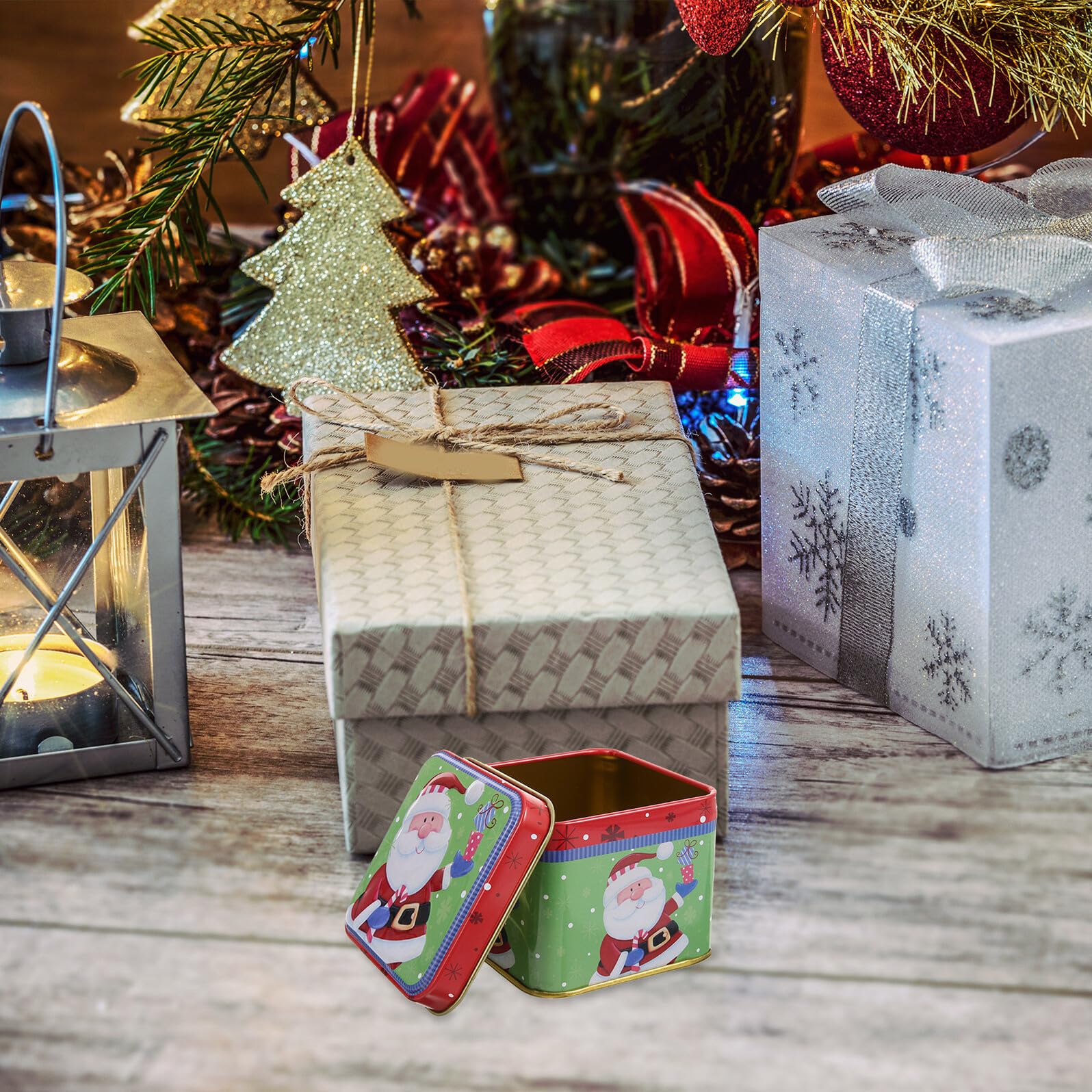 6pezzi Scatola in Metallo Natalizia da Contenitore per Biscotti Decorativi Scatola per Caramelle di Natale per Regali Festivi e Archiviazione di Dolcetti