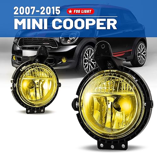 Miniatura 2 de Faros antiniebla compatibles con Mini Cooper 2007 - 2015, conjunto de lámparas de repuesto para pasajeros del conductor, color amarillo ámbar