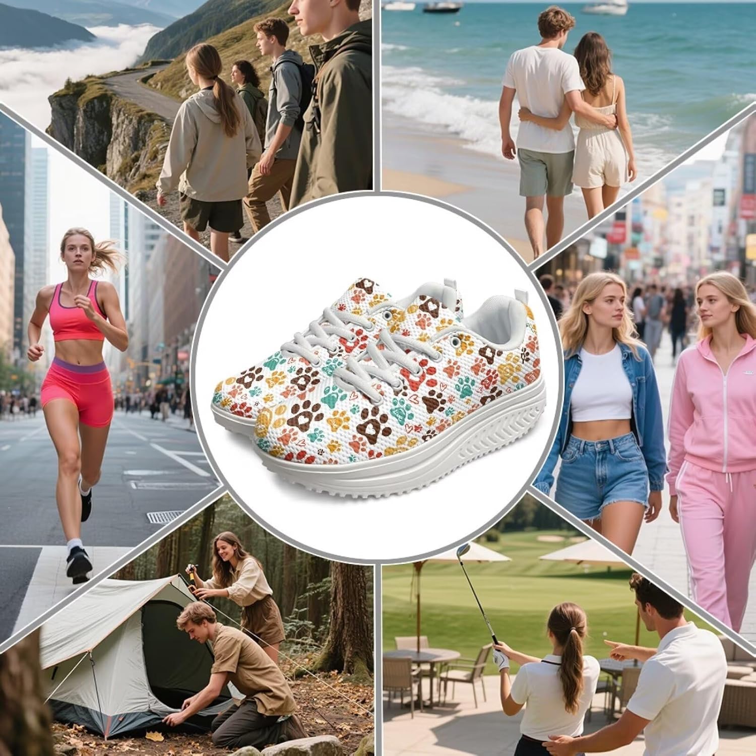 FOR U DESIGNS Fitness Platform Shoes Women Walking Sneaker Casual Wedges Shoes Outdoor for Teenager