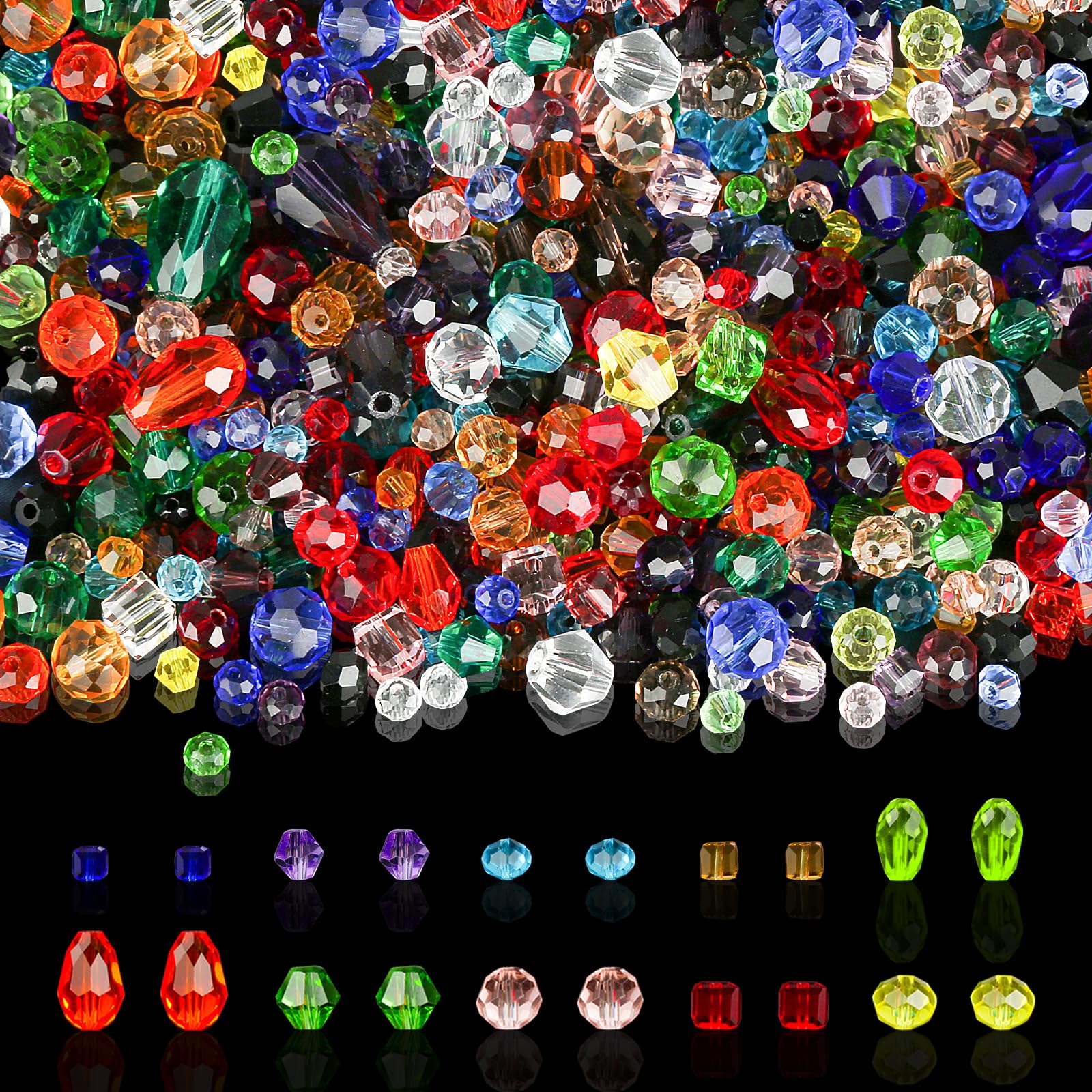 660 Perline Di Cristallo Di Vetro Assortite - Forme Bicone, Quadrate, Goccia - 4-6-8 Mm Per Creazione Gioielli Fai Da Te In Scatola Porta Oggetti - 2