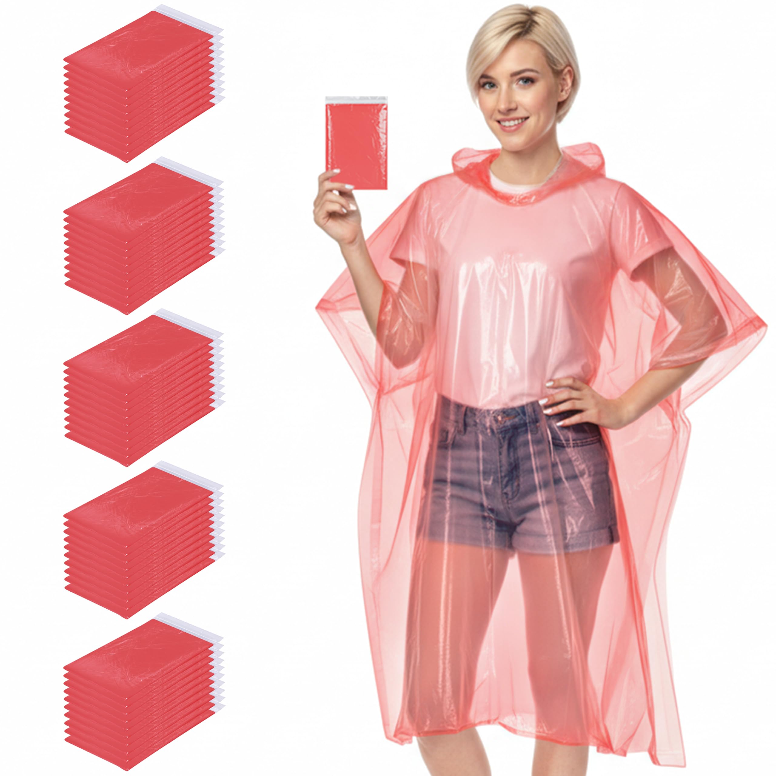 APEXUP Disposable Rain Ponchos for Adults, 5/10/50 Family Pack