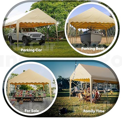 Miniatura 8 de Quictent Carpa retráctil de 13 x 20 pies, resistente y antinieve, para cochera, tienda de campaña para exteriores, refugio de barco, garaje, sin