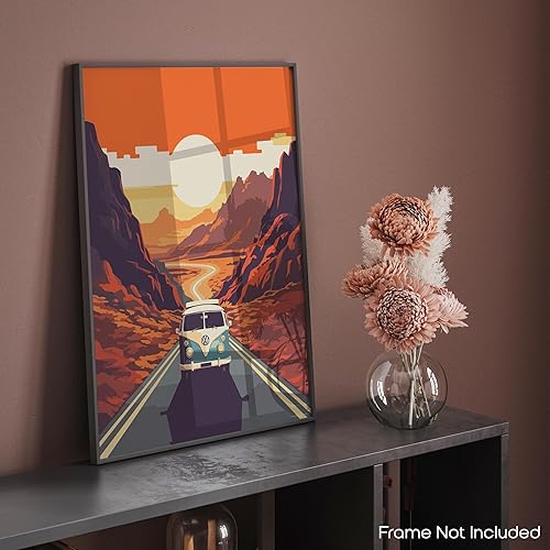 Miniatura 8 de Inspirational Wall Art Co. - Nómada | Póster retro Volkswagen - Póster vintage de playa - Póster de surf Volkswagen Van Beetle - Impresiones de
