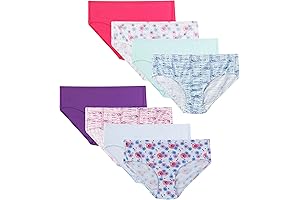 Ultimate 100% Cotton Organic Girls’ Underwear, 8-Pack Pure Comfort Briefs & Hipsters in Size 12