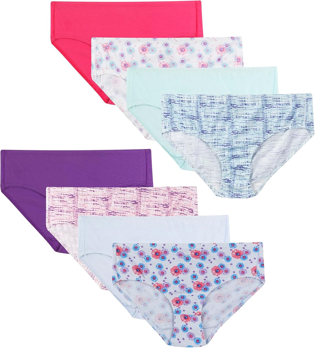 Hanes Girls' And Toddler Organic Underwear, Brief & Hipster, 8-pack, Pure Comfort Organic 100% Cotton Panties