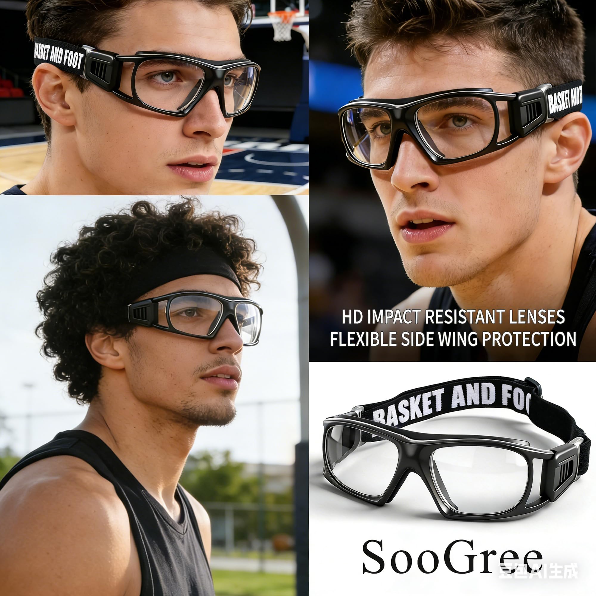 SooGree Gafas deportivas para hombre y mujer, gafas de baloncesto, fútbol, antiniebla, antichoque, anticolisión, gafas portátiles
