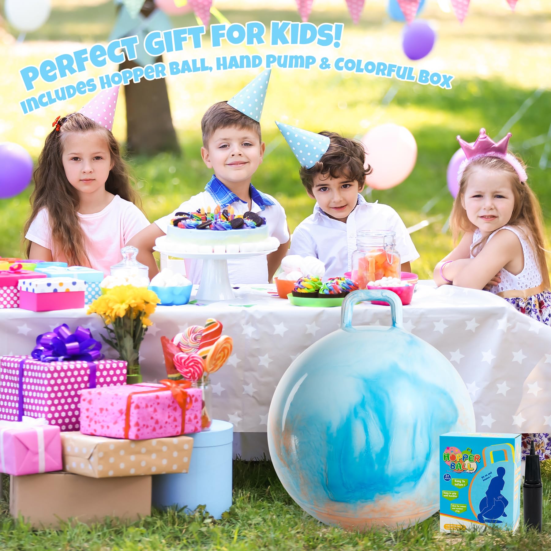 U&C Planet Balones saltarines espaciales de 18 Pulgadas para niños Balón saltarín con asa Balones saltarines inflables Balón saltarín con Bomba para niños y niñas de 3 a 12 años - 5